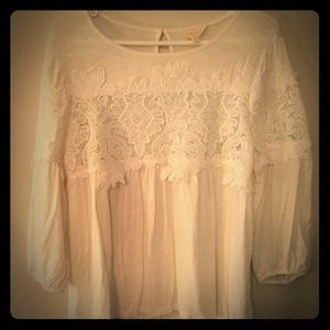 White peasant blouse with lace detail